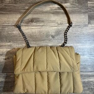 Zara Casual Chic Puffer Shoulder Bag/Purse with Chain/Leather Strap